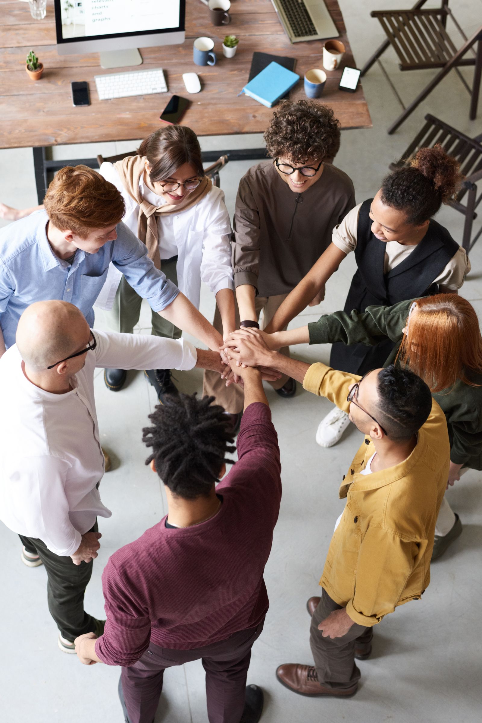 A professional team coming together around a shared purpose
